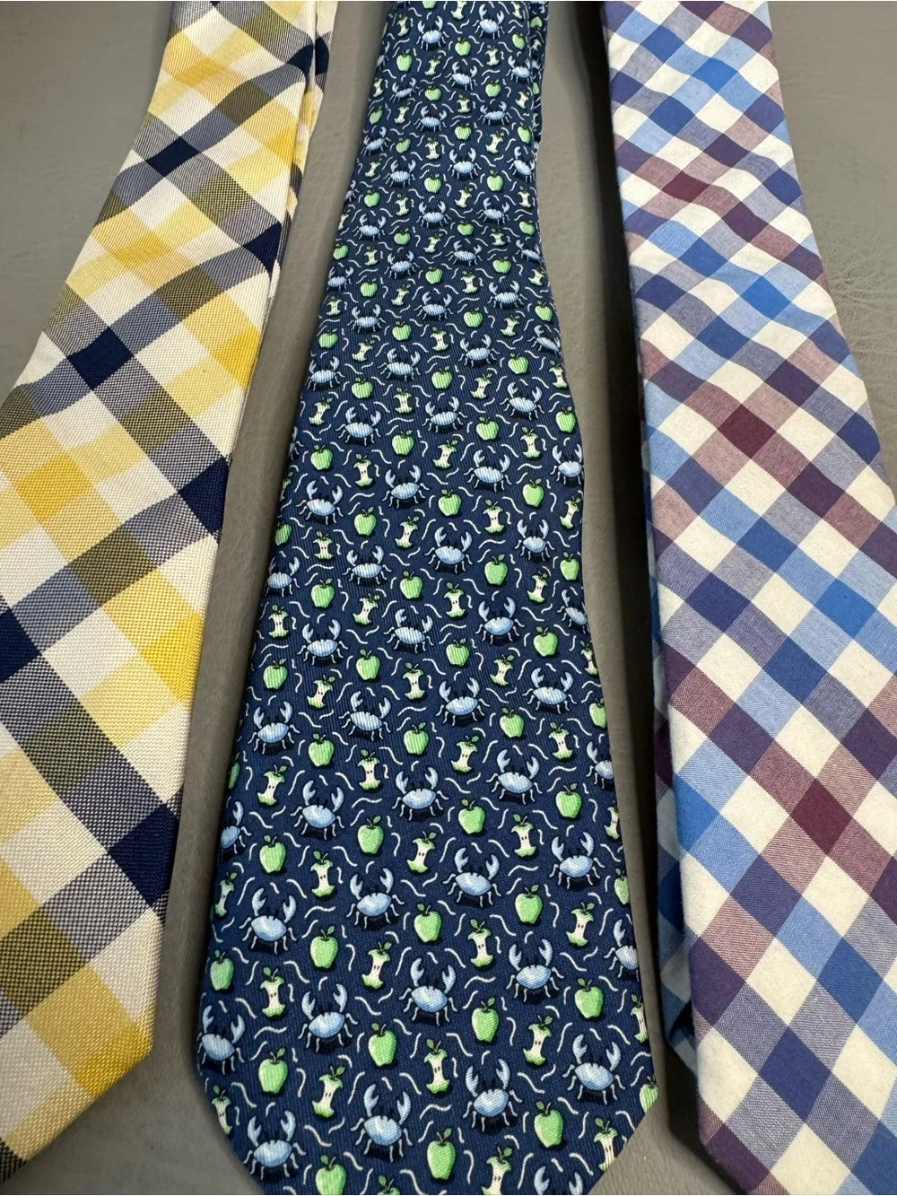 3 Boys Ties Lot- Silk Class Club, Silk Vineyard Vines, Cotton Crewcuts Boys 8-14